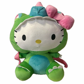 HELLO KITTY 15" GREEN KAIJU PLUSH BACKPACK w/ PINK BOW