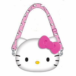 HELLO KITTY 3D-8.5" MOLDED SILICONE HEAD SHOULDER BAG W/ZIP & DETACHABLE STRAP