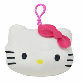 Hello Kitty 4"Head Shaped Hot Pink Super Soft Plush Clip with Zipper Pull