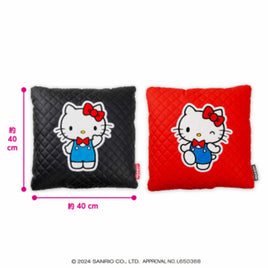 Hello Kitty 50th Party Time! Quilt PU Leather Square Cushion Set-Set of 2 - Black & Red-Japan Version