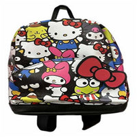 Hello Kitty & Friends Overlapping Print with 3D Bow & Front Pocket PU Leather Mini Backpack