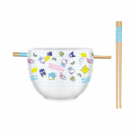 Hello Kitty & Friends Small Prints 20oz Ceramic Ramen Bowl with Chopsticks