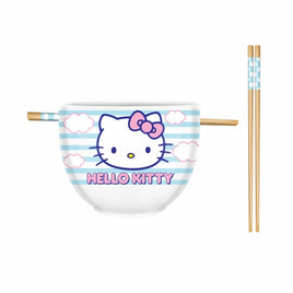 Hello Kitty Head in the Clouds 20oz Ceramic Ramen Bowl with Chopsticks