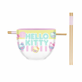 Hello Kitty Round Kitty 20oz Ceramic Ramen Bowl with Chopsticks