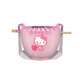 Hello Kitty Strawberry Milk 20oz Ceramic Ramen Bowl & Chopstick