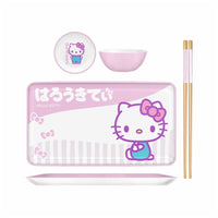 Hello Kitty Tokyo Pink Stripes Boxed 3pc Ceramic Sushi Set