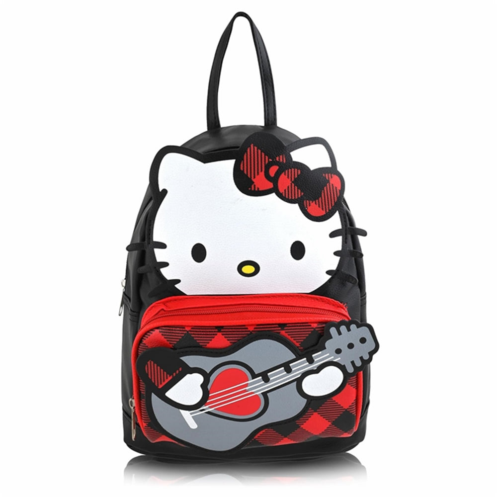 Hello Kitty with Guitar Checker in Black & Red PU Leather 10