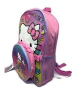 Hello Kitty Sweet Candy Glitter 16 Inch Backpack with Round Detachable Lunch Bag