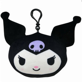 Kuromi 6" Head Shaped Super Soft Plush Clip with Zipper Pull