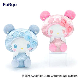 Panda Hello Kitty Happy Bride BIG Plush Asst- Blue and Pink-Set of 2-Japan  Imports