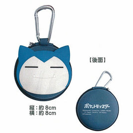 Pokemon Die Cut Snorlax Face Round Hardshell Pouch with Carabiner Clip-Japan Imports