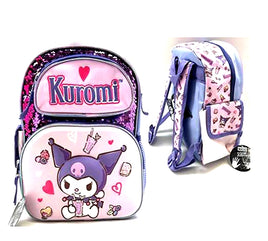 SANRIO KUROMI 12 INCH EVA MOLDED BACKPACK W/SEQUIN &PRINT IN BACK