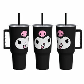 SANRIO KUROMI 40 OZ STAINLESS STEEL TUMBLER w/ STRAW  & HANDLE