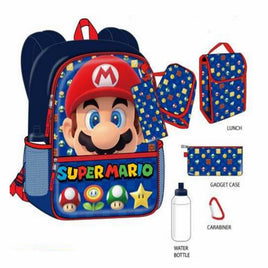 SUPER MARIO CHECKERED 5PC SET 16" BACKPACK