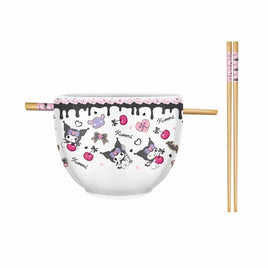 Sanrio Kuromi Cake Toss Pattern Boxed 20oz Ceramic Ramen Bowl & Chopstick