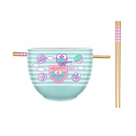 Sanrio Keroppi Fishing On Ramen Bowl 20oz Ceramic Ramen Bowl with Chopsticks