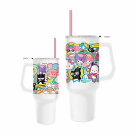 Sanrio Super Cute Sticker Collage 40oz Stainless Steel Tumbler with Handle & Straw