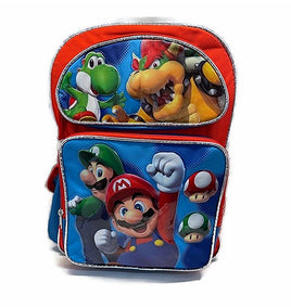 Super Mario Group Blu/Red 16" Backpack-New